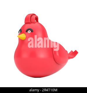 Abstrakter Cartoon Red Bird Websymbol auf weißem Hintergrund. 3D-Rendering Stockfoto