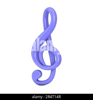 Cartoon Treble Clef Web-Symbol Schild auf weißem Hintergrund. 3D-Rendering Stockfoto