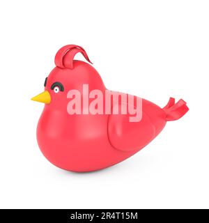 Abstrakter Cartoon Red Bird Websymbol auf weißem Hintergrund. 3D-Rendering Stockfoto