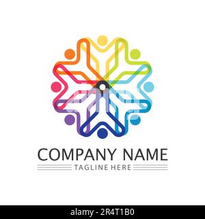 Abstrakte Menschen Logo Design.Fun Menschen, gesunde Menschen, Sport, Gemeinschaft Menschen Symbol Vektor Illustration Stock Vektor