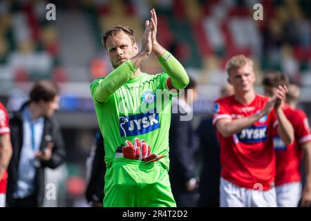 Silkeborg, Dänemark. 29. Mai 2023. Torwart Nicolai Larsen von Silkeborg, GESEHEN nach dem 3F. Superliga-Spiel zwischen Silkeborg IF und FC Midtjylland im Jysk Park in Silkeborg. (Foto: Gonzales Photo/Alamy Live News Stockfoto