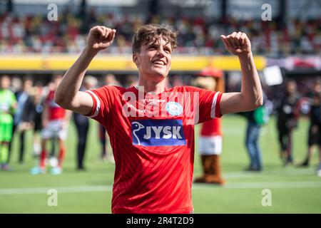 Silkeborg, Dänemark. 29. Mai 2023. Asbjorn Bondergaard von Silkeborg, GESEHEN nach dem 3F. Superliga-Spiel zwischen Silkeborg IF und FC Midtjylland im Jysk Park in Silkeborg. (Foto: Gonzales Photo/Alamy Live News Stockfoto