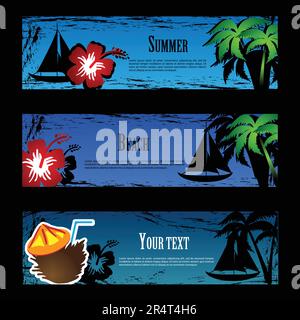 Summer Beach Banner Set Stock Vektor