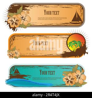 Summer Beach Banner Set Stock Vektor