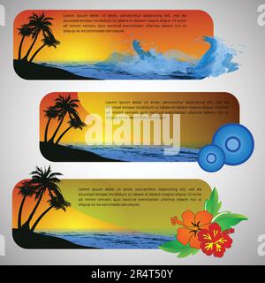 Summer Beach Banner Set Stock Vektor