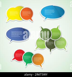 Bunte Etiketten, Anhänger, Sprechblasen Stock Vektor
