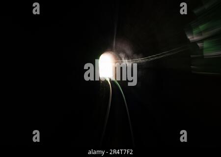 Tunnel in der Linie tren de Soller, historischer Zug, der Palma de Mallorca nach Soller, Mallorca, Balearen, Spanien und Mediter verbindet Stockfoto