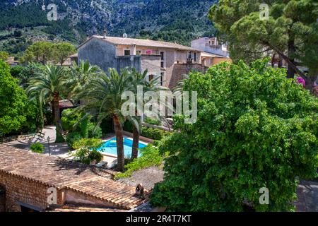 Der Innenhof des Museums für moderne Kunst Can Prunera ist ein Kunstmuseum in Sóller, Mallorca, Spanien. Sie zeigen eine Vielzahl von Künstlern, die beide einige der großen Meister A sind Stockfoto