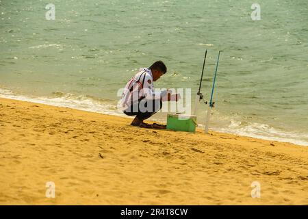 Angeln in Hainan Stockfoto