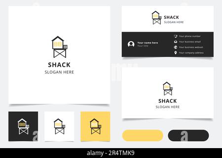 Shack-Logo mit editierbarem Slogan. Branding-Buch und Visitenkartenvorlage. Stock Vektor