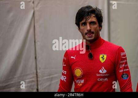 CIRCUIT DE MONACO, MONACO - MAI 28: Carlos Sainz, Ferrari SF-23 während des Grand Prix von Monaco am Circuit de Monaco am Sonntag, den 28. Mai 2023 in Monte Carlo, Monaco. (Foto: Michael Potts/BSR Agency) Stockfoto