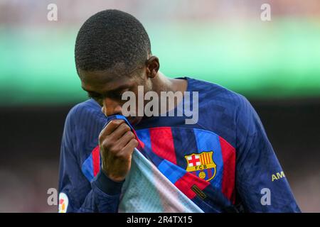 Barcelona, Spanien. 28. Mai 2023. Ousmane Dembele vom FC Barcelona während des Spiels La Liga zwischen dem FC Barcelona und dem RCD Mallorca am 28. Mai 2023 im Spotify Camp Nou Stadium in Barcelona, Spanien. (Foto: Colas Buera/PRESSINPHOTO) Kredit: PRESSINPHOTO SPORTS AGENCY/Alamy Live News Stockfoto