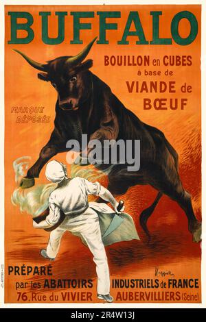 Büffel. Bouillon en Cubes à base de viande boeuf von Leonetto Cappiello (1875-1942). Poster wurde 1900 in Frankreich veröffentlicht. Stockfoto