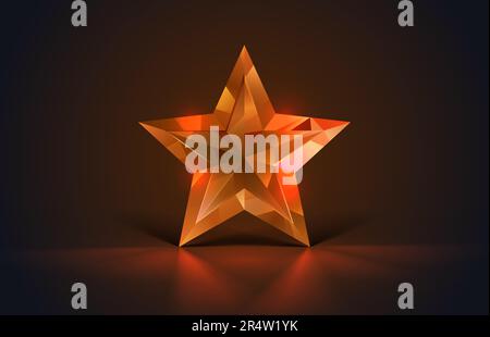 Star Crystal 3D, Premium Award, Spielpreis, Icon Star Glass. Vektor Stock Vektor