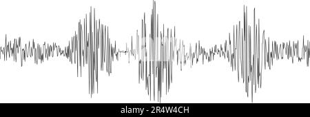 Seismogramm oder Lügendetektordiagramm. Bodenbewegung, Ton- oder Pulsaufzeichnung. Polygraphen- oder Seismographendiagramm isoliert auf weißem Hintergrund Stock Vektor