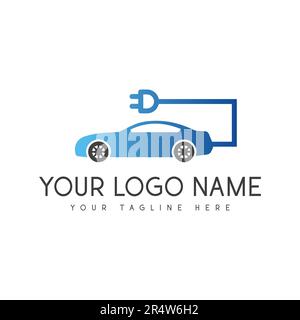 Logo-Design für Elektrofahrzeuge kabelloses Logo für das Auto Stock Vektor