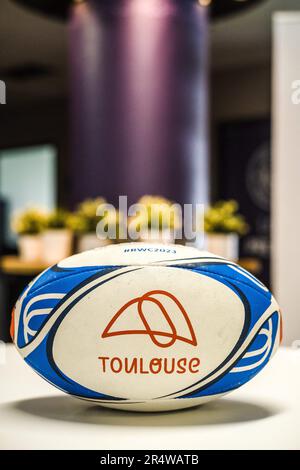 Toulouse, Frankreich. 30. Mai 2023. Pressekonferenz zur Rugby-Weltmeisterschaft 2023 mit Jean-Luc Moudenc, Bürgermeister von Toulouse, Veranstaltungen, die im Juni beginnen, um dieses große Ereignis zu feiern, sowie das Rugby-Dorf in Prairie des Filtres und die wichtigsten Veranstaltungen, die während des Wettbewerbs stattfinden werden. Frankreich, Toulouse am 20. Mai 2023. Foto: Patricia Huchot-Boissier/ABACAPRESS.COM Kredit: Abaca Press/Alamy Live News Stockfoto