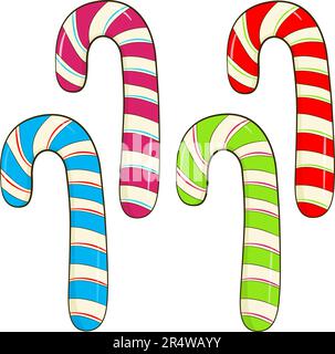 Ein Set bunter Zuckerstangen. Zeichentrickfilm. Vektordarstellung. Isoliert auf weißem Hintergrund Stock Vektor
