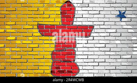 Die glänzende Flagge des Nunavut auf einer Ziegelwand - Illustration, die schönste Flagge der Welt Stock Vektor