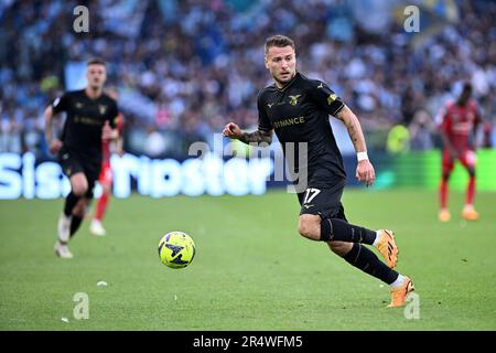 Rom, Italien. 28. Mai 2023. Ciro Immobil der SS Lazio während des Spiels der Serie A zwischen SS Lazio und USC Cremonese im Stadio Olimpico am 28. Mai 2023 in Rom, Italien. (Foto: Gennaro Masi/Pacific Press) Kredit: Pacific Press Media Production Corp./Alamy Live News Stockfoto