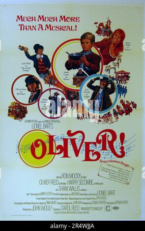 Oliver! Ist ein 1968 britische Musical Drama Film von Carol Reed Regie und auf der Bühne musikalische mit dem gleichen Namen. Das Drehbuch wurde von Vernon Harris geschrieben. Sowohl der Film und Spiel auf Charles Dickens' Roman Oliver Twist basieren. Stockfoto