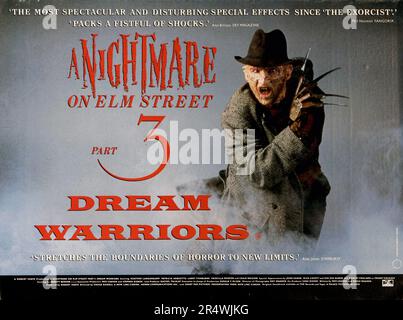 Ein Alptraum auf Ulme-Straße 3: Dream Warriors ist ein 1987 amerikanischen slasher Fantasy Film und der dritte Film der Nightmare on Elm Street"-Reihe. Der Film wurde von Chuck Russell, geschrieben von ursprünglichen Schöpfer Wes Craven Regie und Hauptrolle Craig Wasson, Heather Langenkamp, Robert Englund. Es ist die Fortsetzung zu einem Alptraum auf Ulme-Straße 2: Freddy's Revenge. Stockfoto