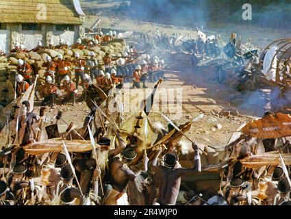 Zulu ist ein 1964 historischen Krieg Film, der Schlacht von rorke's Drift zwischen der britischen Armee und der Zulus im Januar 1879, während der Anglo-Zulu Krieg. Der Film wurde von der Schwarzen Liste amerikanischer Drehbuchautor Cy Endfield Regie und spielte Michael Caine und Stanley Baker. Stockfoto