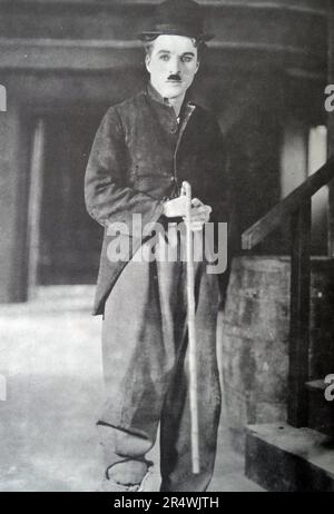 "Gold Rush", 1925.  Das Geisterhaus, eindringlichen Gesicht der Lone Goldsucher (Charlie Chaplin). Stockfoto