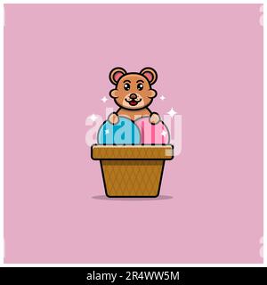 Süße Baby-Bär-Eiscreme. Charakter, Logo, Icon, Cartoon Und Inspiration Design. Vektor Und Illustration. Stock Vektor