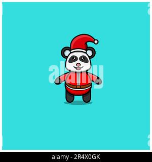 Süßer Baby-Panda Mit Weihnachtsmann-Kostüm. Charakter, Logo, Symbol Und Inspiration Design. Vektor Und Illustration. Stock Vektor