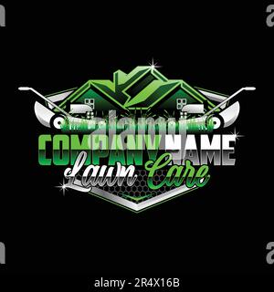 Grafikvektor für Rasenpflege, Landschaftsservices, Graskonzept Logo-Designvorlage Stock Vektor