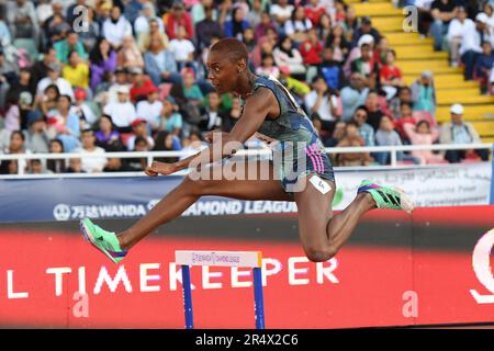 Shamier Little (USA) gewinnt die 400-m-Hürden der Frauen 53,95 während des Treffens International Mohammed VI d'Athletisme de Rabat in Complexe Sportif Prinz Moulay Abdellah, Sonntag, 28. Mai 2023, in Rabat. Marokko. (Jiro Mochizuki/Bild des Sports) Stockfoto