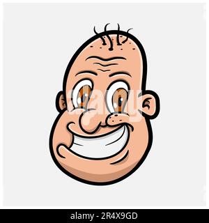 Komischer Glatzkopf-Mann-Charakterzug. Bildvektor Abschneiden. Vektor und Illustration. Stock Vektor