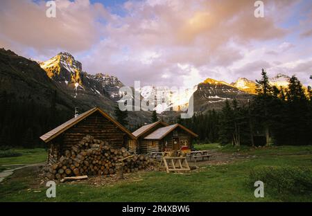 Blockhütte im Yoho National Park, BC, Kanada; British Columbia, Kanada Stockfoto