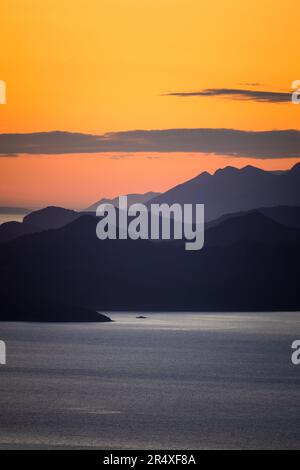 Elaphiti-Inseln Koločep, Lopud, Šipan bei Sonnenuntergang, dubravka Aussichtspunkt, dubrovnik, kroatien, 2023 Stockfoto