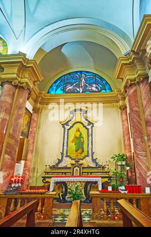 LUGANO, SCHWEIZ - 13. MÄRZ 2022: Innendekor der Kirche Santa Maria Immacolata am 13. März in Lugano Stockfoto