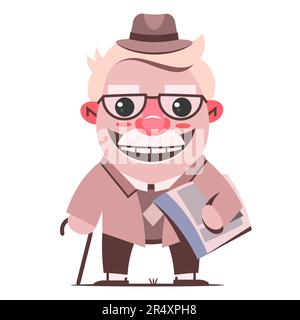 Einen schönen Großelterntag. Eine hübsche, lächelnde alte Frau und ein hübscher alter Mann. Fröhliche Großmutter- und Großvater-Zeichentrickfiguren. Illustration Stock Vektor