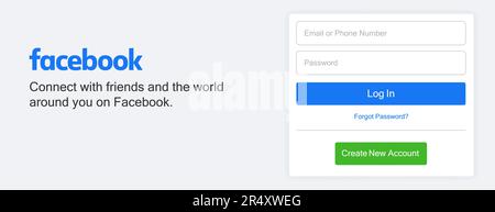 Facebook-Seitenvorlage eingeben. UI UX Social Media-Vorlage der Website. Modell der Vektordarstellung Stock Vektor