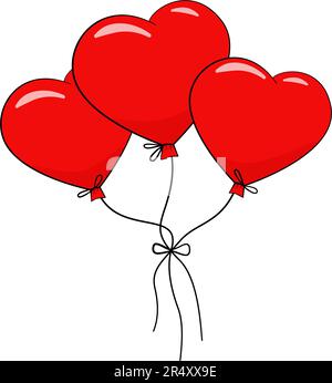 Herzförmige Ballons. Valentinstag. Zeichentrickfilm. Vektordarstellung. Isoliert auf weißem Hintergrund Stock Vektor