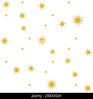 Nahtloses Muster mit gelben Sternen auf weißem Hintergrund Stock Vektor