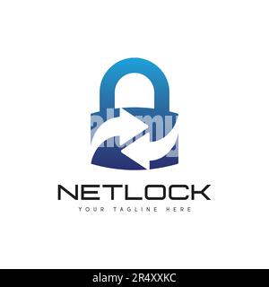 Cyber Security Logo Design IT Lock Security Logo Wireless Networking Stock Vektor