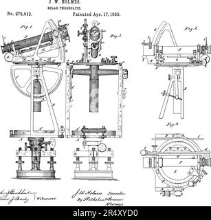 1883 Theodolite Patent Vintage Survey Equipment Stock Vektor