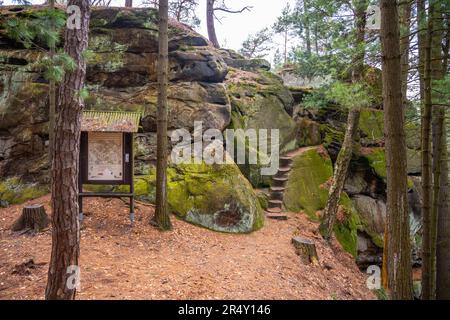 Drabowna Sandsteinburgruinen im Böhmischen Paradies, Böhmischen Paradies, Tschechische Republik Stockfoto