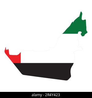 Karte der Vereinigten Arabischen Emirate mit grauer Flagge. Vektordarstellung. Stock Vektor