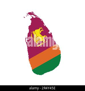 Sri-Lanka-Karte mit Flagge auf weißem Hintergrund. Vektordarstellung. Stock Vektor