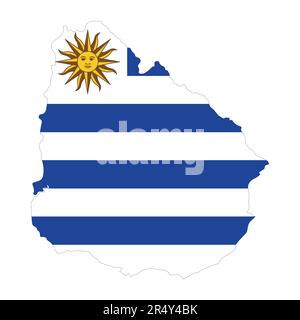 Uruguay Country in Südamerika Vektordarstellung Flagge und Kartenlogo Designkonzept detailliert Stock Vektor