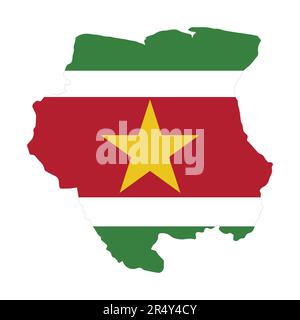 Abbildung: Suriname Country in South America Vector-Kartenlogo und Flagge Stock Vektor