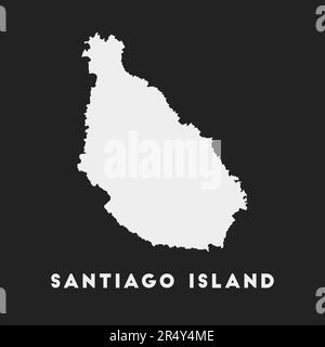 Symbol für die Insel Santiago. Karte auf dunklem Hintergrund. Stilvolle Karte der Insel Santiago mit Namen. Vektordarstellung. Stock Vektor