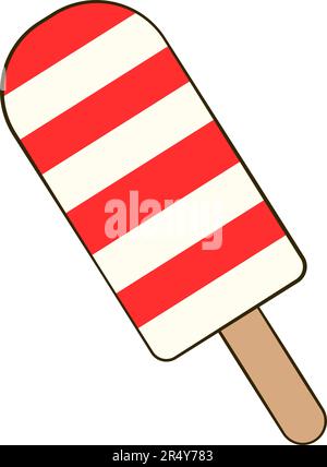 Eiscreme am Stiel. Valentinstag. Flache Cartoon-Ikone. Vektordarstellung Stock Vektor