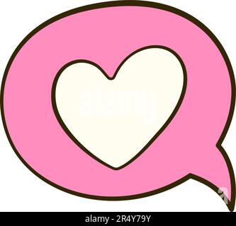 Red Bubble Speech with Heart. Valentinstag. Flache Cartoon-Ikone. Vektordarstellung Stock Vektor